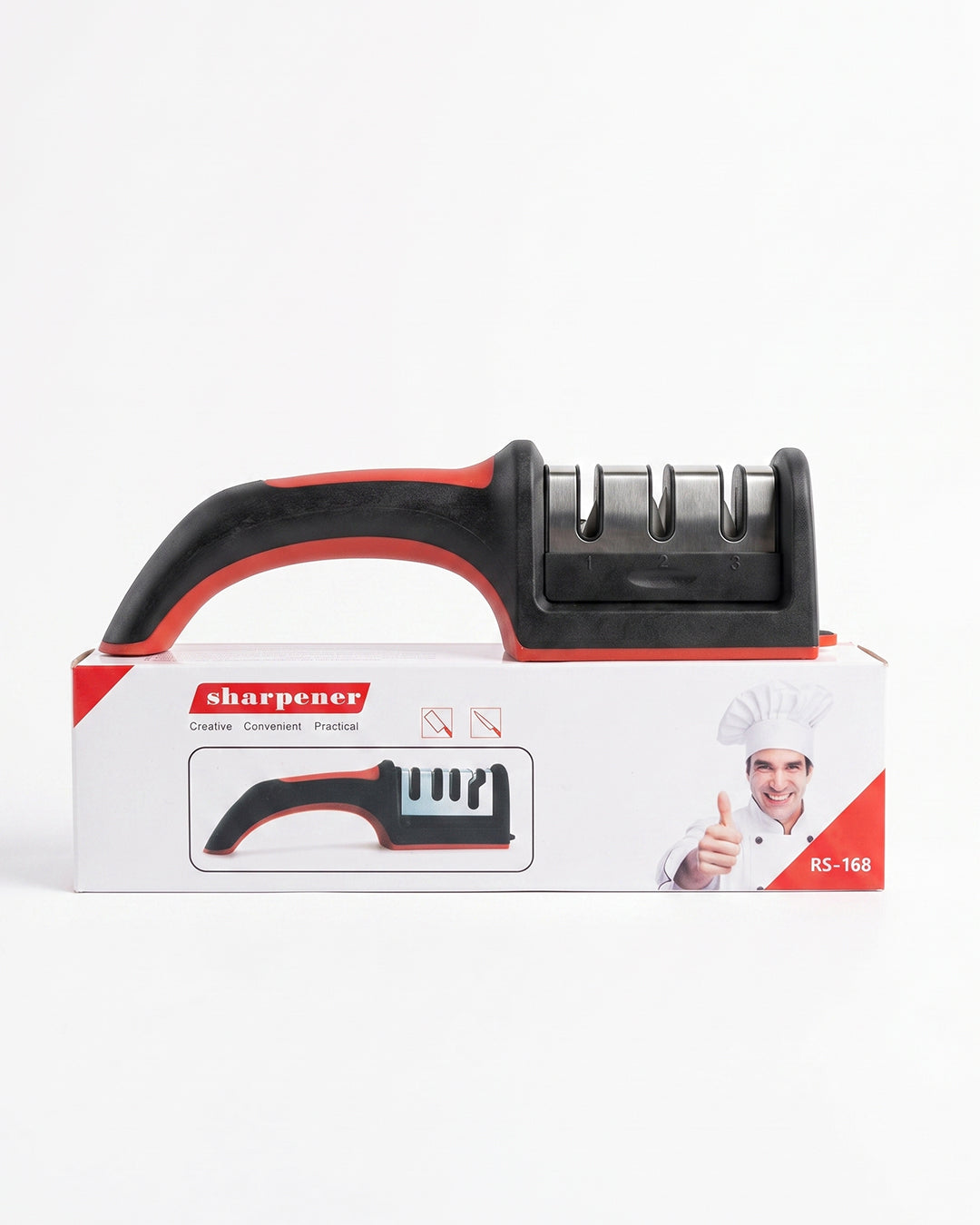 3-Stage Knife Sharpener – Manual Kitchen Knife Sharpening Tool