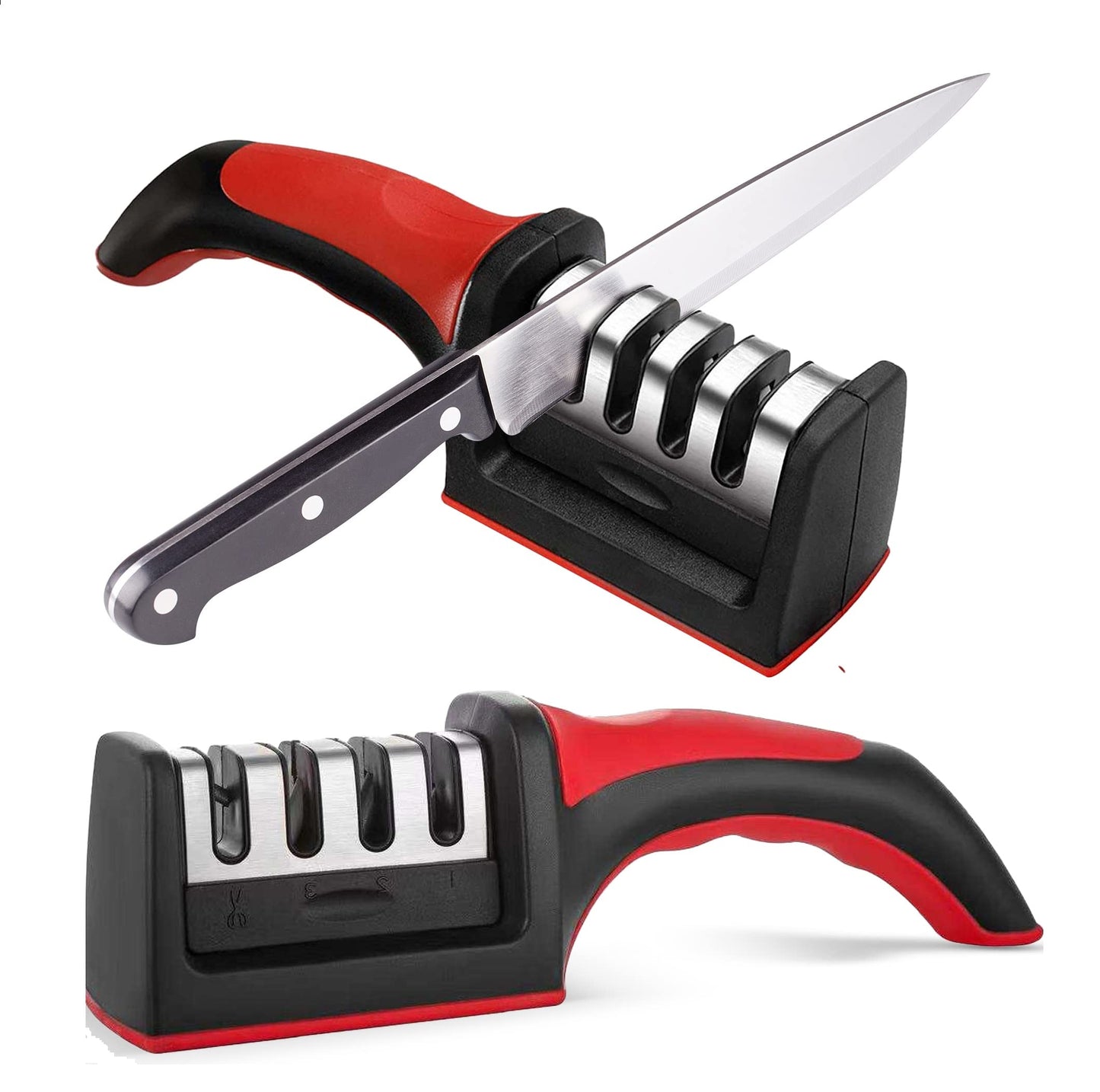 3-Stage Knife Sharpener – Manual Kitchen Knife Sharpening Tool