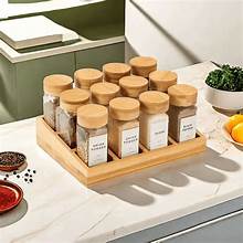 12-Piece Spice Jar Set – Glass Seasoning Jars with Rotating Rack