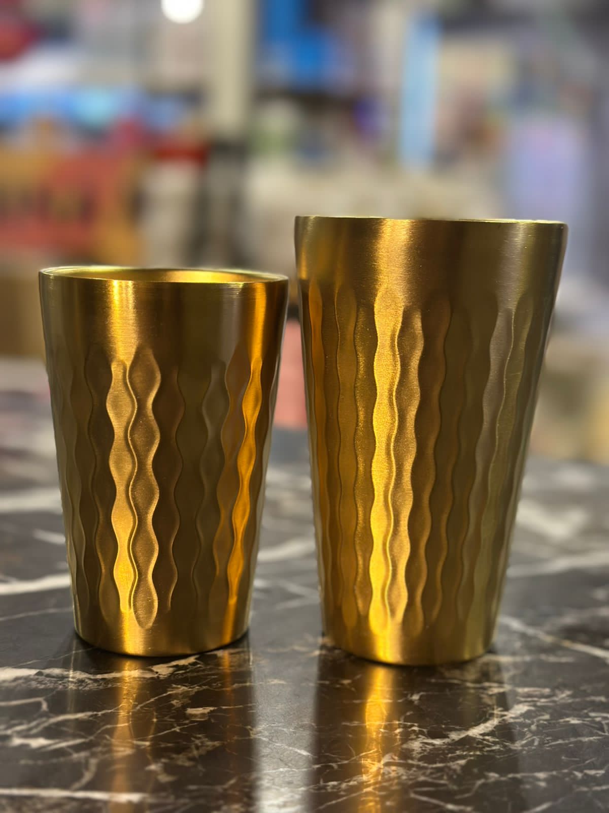 Luxury Golden Stainless Steel Ripple Glasses – Set of 2
